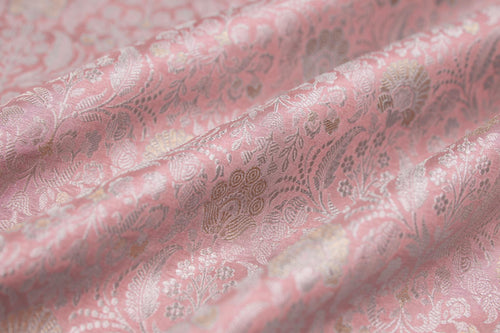 Baby Pink Handwoven Banarasi Brocade Fabric