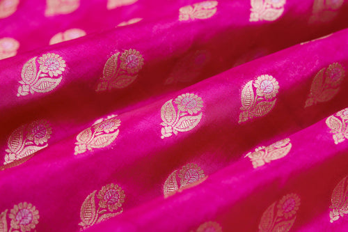 Rani Pink Handwoven Banarasi Silk Fabric