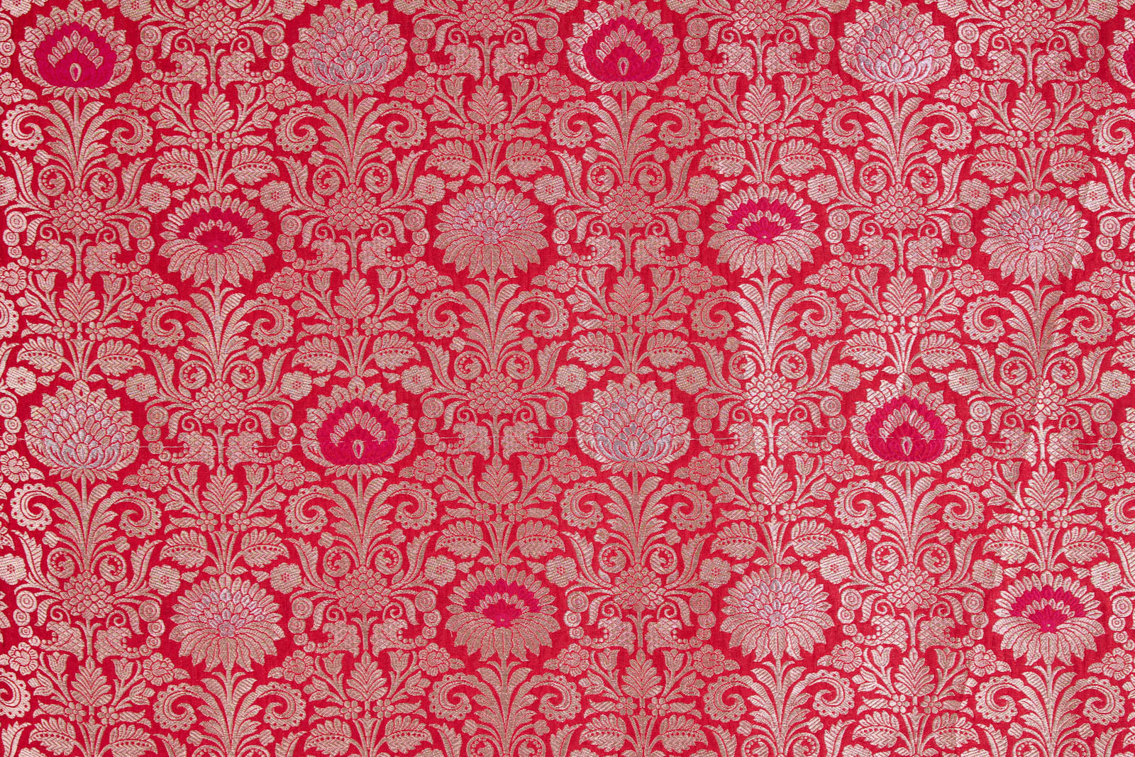 Red Handwoven Banarasi Silk Fabric