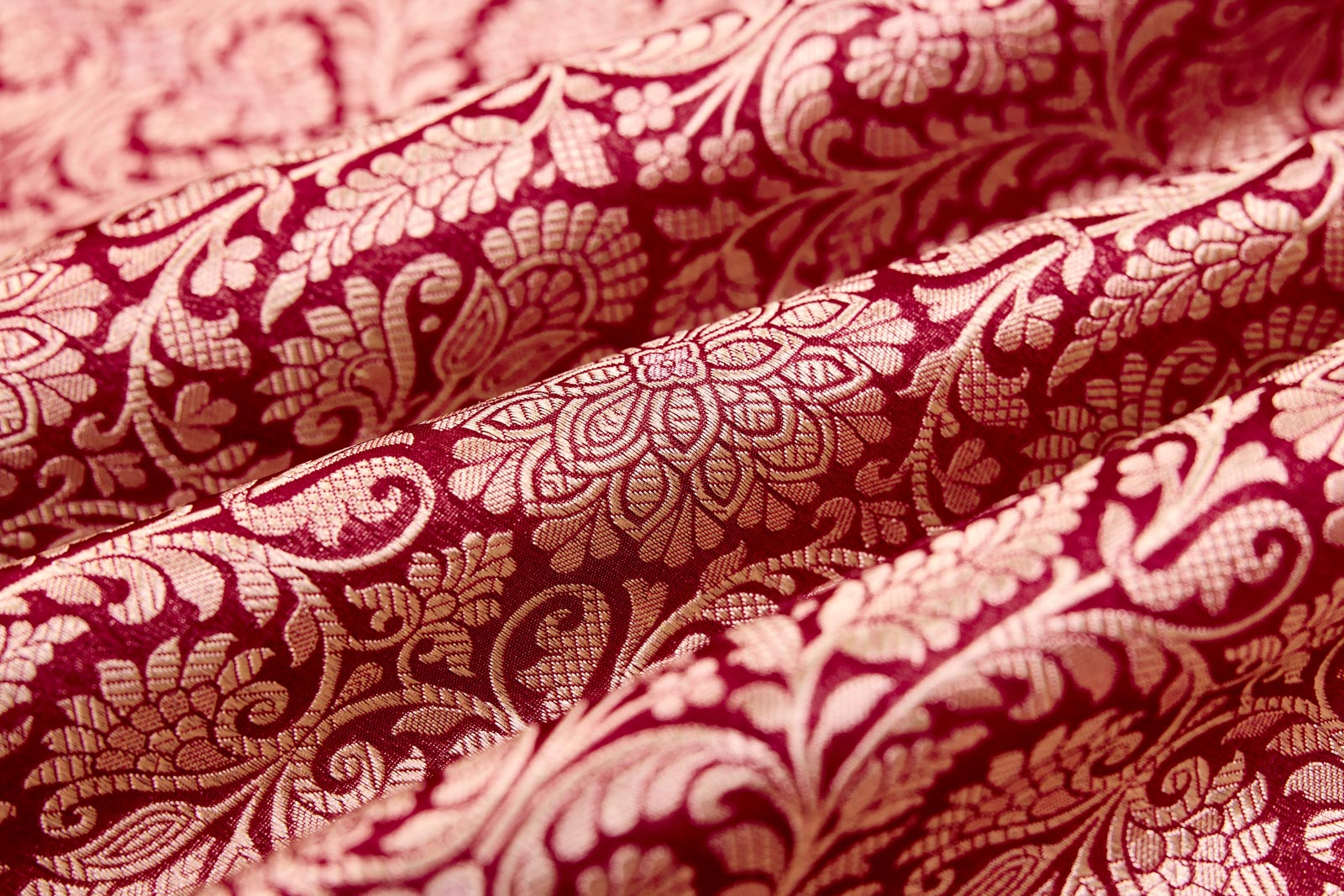 Maroon Handwoven Banarasi Brocade Fabric