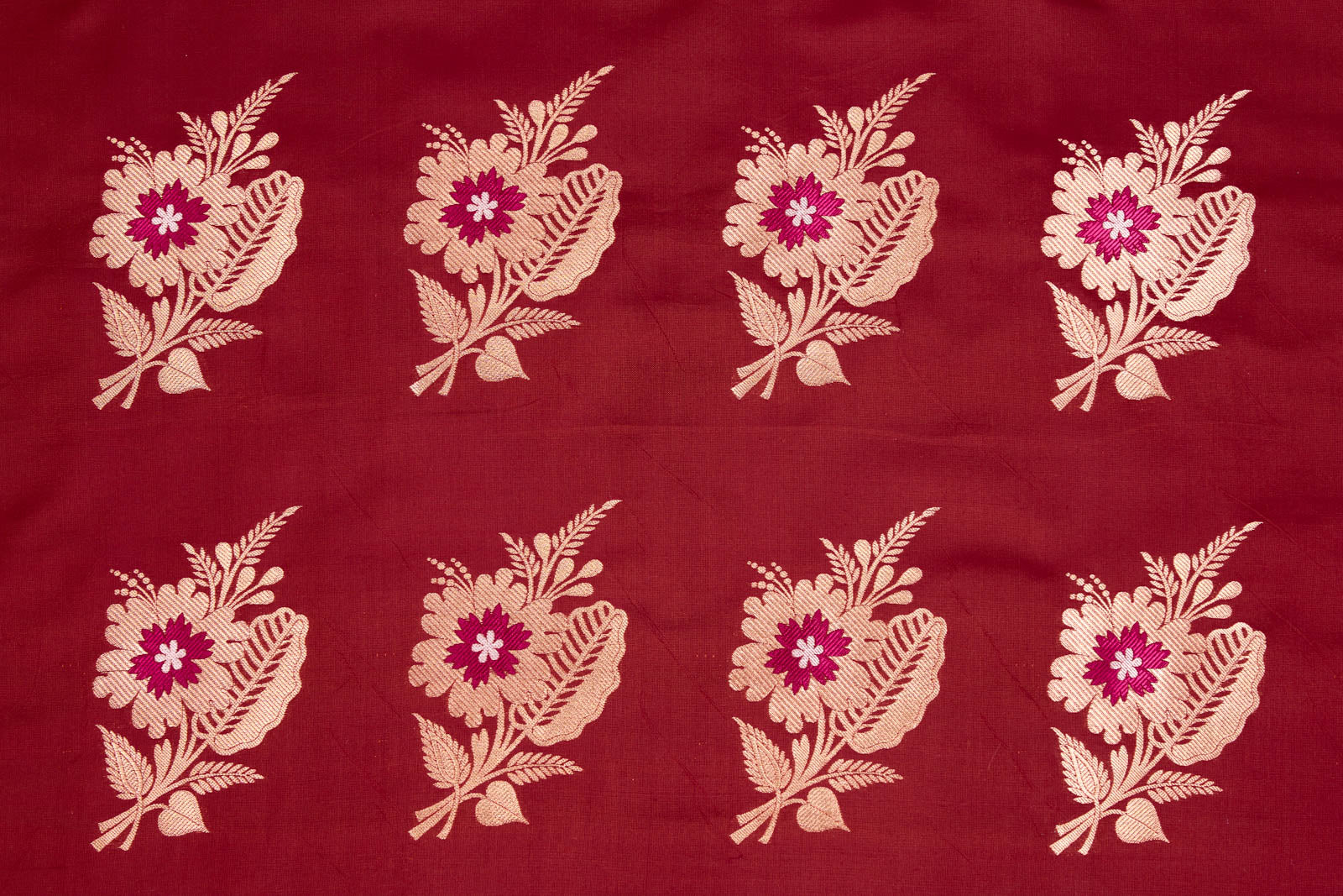 Maroon Handwoven Banarasi Silk Fabric