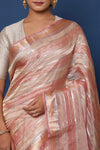 Shaded Pink Handwoven Banarasi Tissue Silk Saree