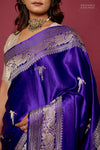 Bluish Purple Handwoven Banarasi Kadhua Silk Saree