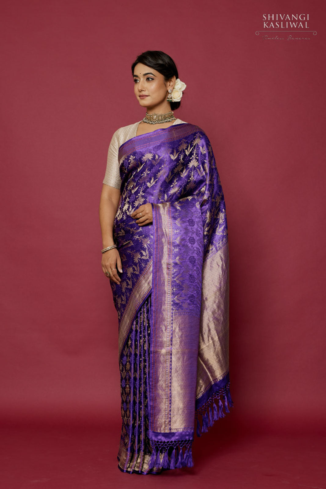 Purple Handwoven Banarasi Silk Saree
