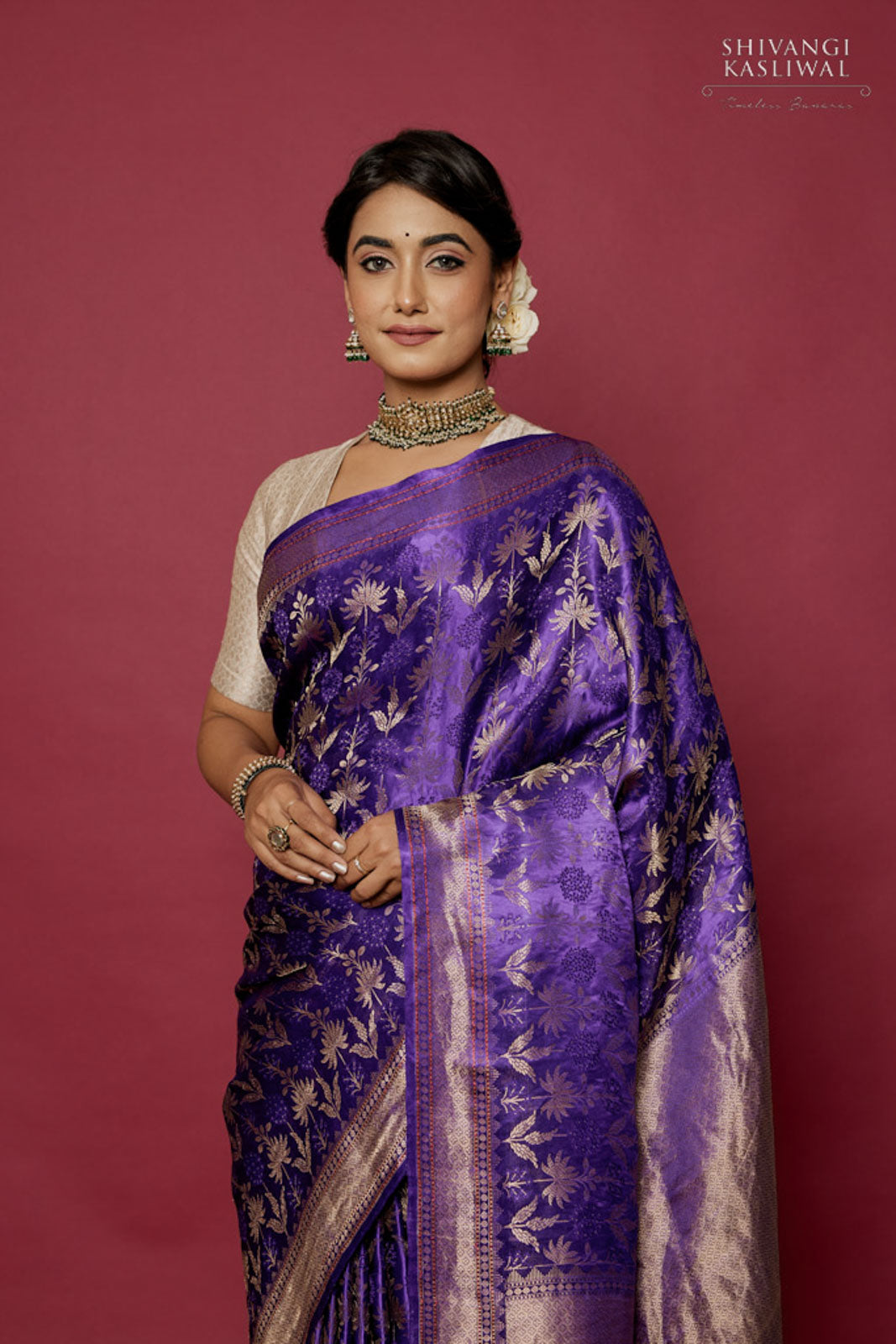 Purple Handwoven Banarasi Silk Saree