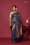 Navy Blue Handwoven Banarasi Silk Saree