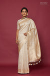 Off-White Handwoven Banarasi Tissue Silk Saree