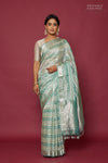 Shaded Aqua Blue Handwoven Banarasi Tissue Silk Saree