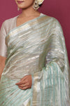 Shaded Aqua Blue Handwoven Banarasi Tissue Silk Saree