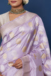 Lavender Handwoven Banarasi Kadhua Silk Saree
