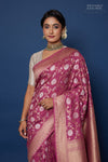 Onion Pink Handwoven Banarasi Moonga Silk Saree