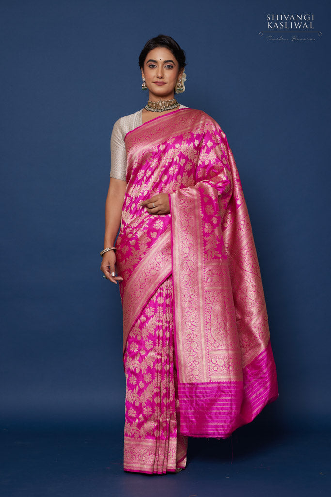 Kashivastra 5.5 m (separate blouse piece) Banarasi Chiffon Silk Saree With Rani  Colour at Rs 1500 in Varanasi