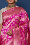 Rani Pink Handwoven Banarasi Silk Saree