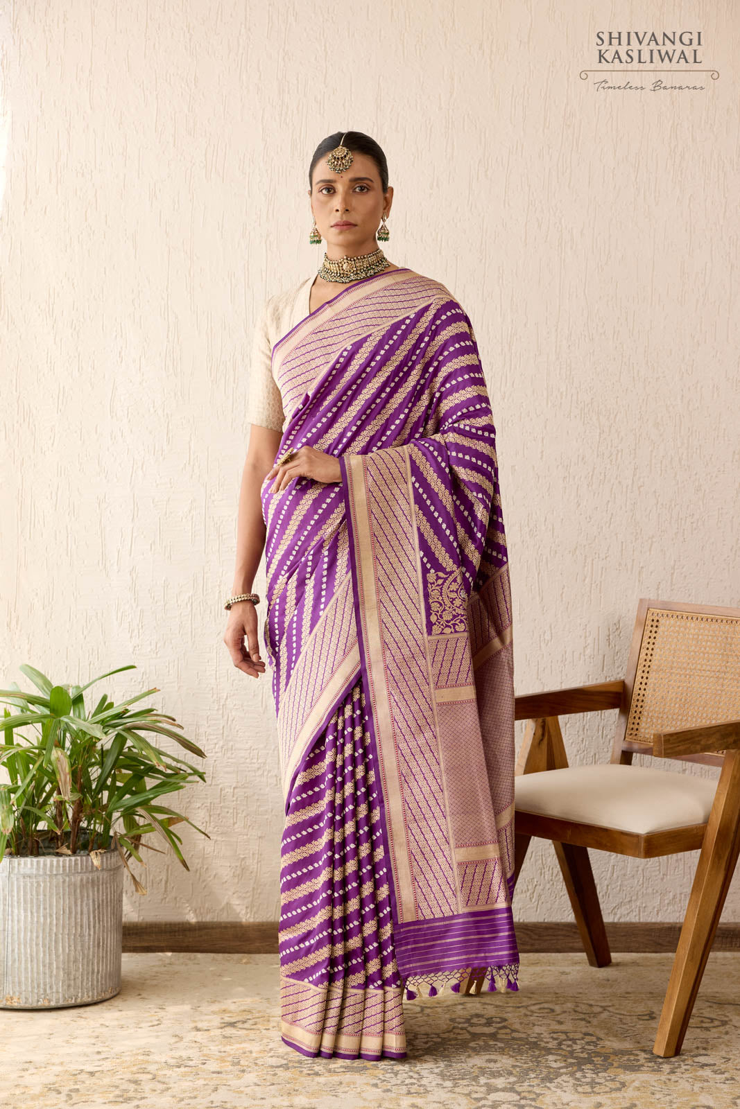 Purple Handwoven Banarasi Kadhua Silk Saree