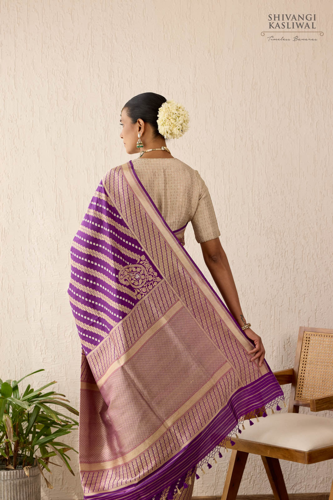 Purple Handwoven Banarasi Kadhua Silk Saree