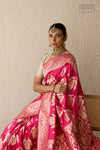 Fuchsia Pink Handwoven Banarasi Kadhua Silk Saree