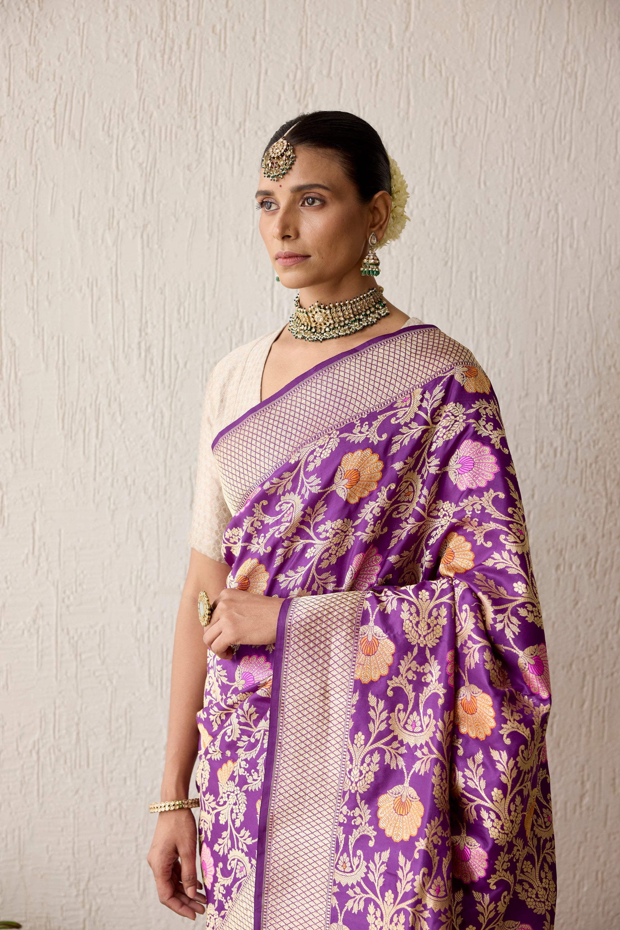 Purple Handwoven Banarasi Kadhua Silk Saree