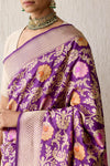 Purple Handwoven Banarasi Kadhua Silk Saree