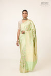 Pista Green Handwoven Banarasi Kadhua Silk Saree