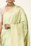 Pista Green Handwoven Banarasi Kadhua Silk Saree