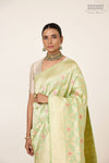 Pista Green Handwoven Banarasi Kadhua Silk Saree