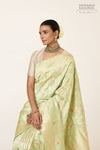 Pista Green Handwoven Banarasi Kadhua Silk Saree