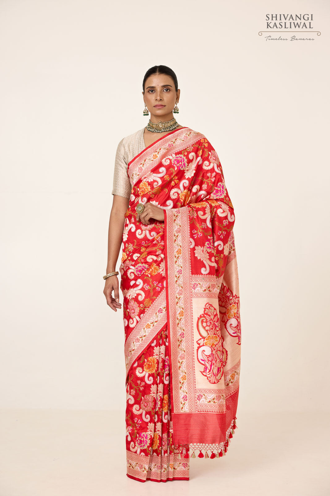 Red Handwoven Banarasi Kadhua Silk Saree