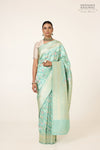 Mint Blue Handwoven Banarasi Silk Saree