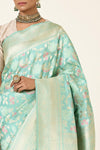 Mint Blue Handwoven Banarasi Silk Saree