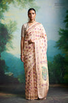 Baby Pink Handwoven Banarasi Kadhua Tissue Silk Saree