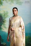 Beige Rangkat Handwoven Banarasi Kadhua Silk Saree