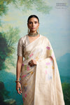 Beige Handwoven Banarasi Kadhua Tussar Georgette Saree