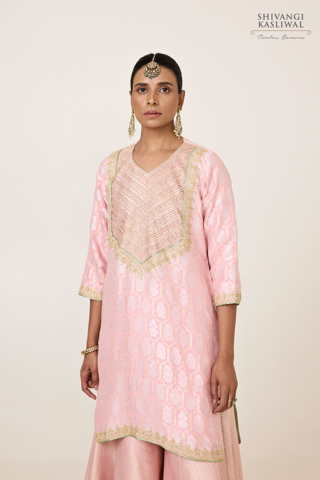 Baby Pink Moonga Silk Sharara Set