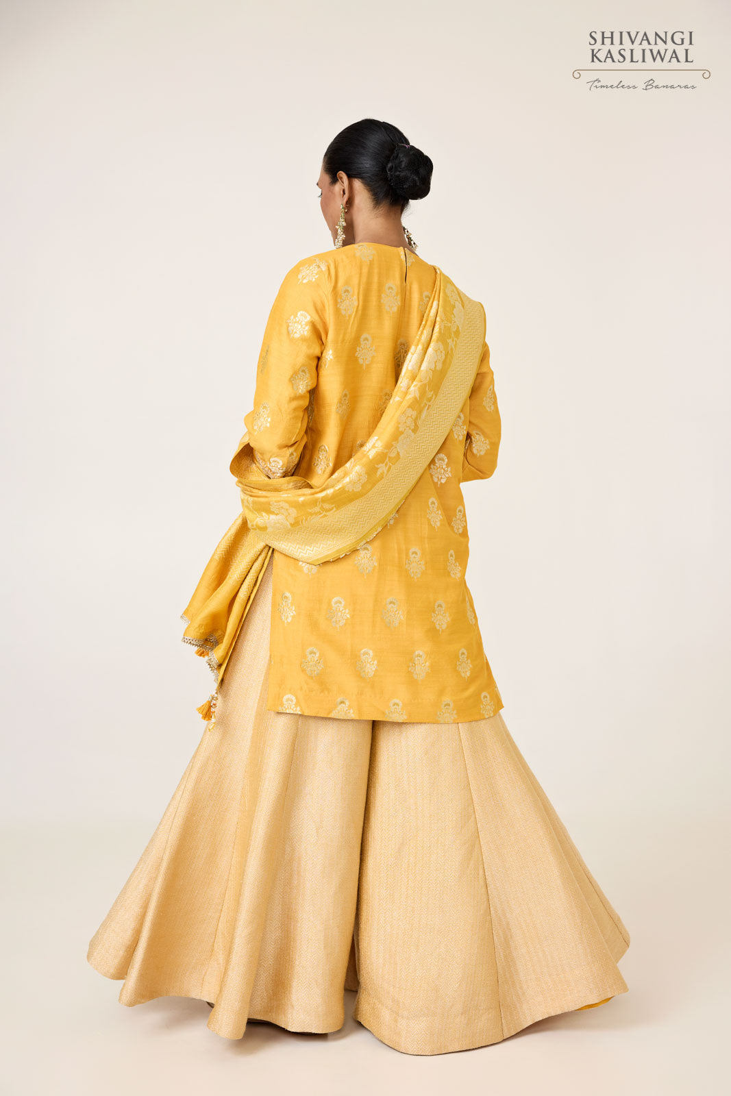 Yellow Moonga Silk Sharara Set