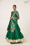 Bottle Green Silk Lehenga Set