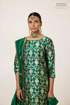 Bottle Green Silk Lehenga Set