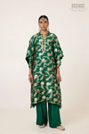 Bottle Green Banarasi Katan Silk Kaftan