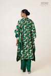 Bottle Green Banarasi Katan Silk Kaftan