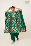 Bottle Green Banarasi Katan Silk Kaftan