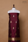 Dark Wine Handwoven Banarasi Silk Suit Piece