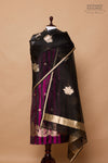 Black Wine Handwoven Banarasi Silk Suit Piece