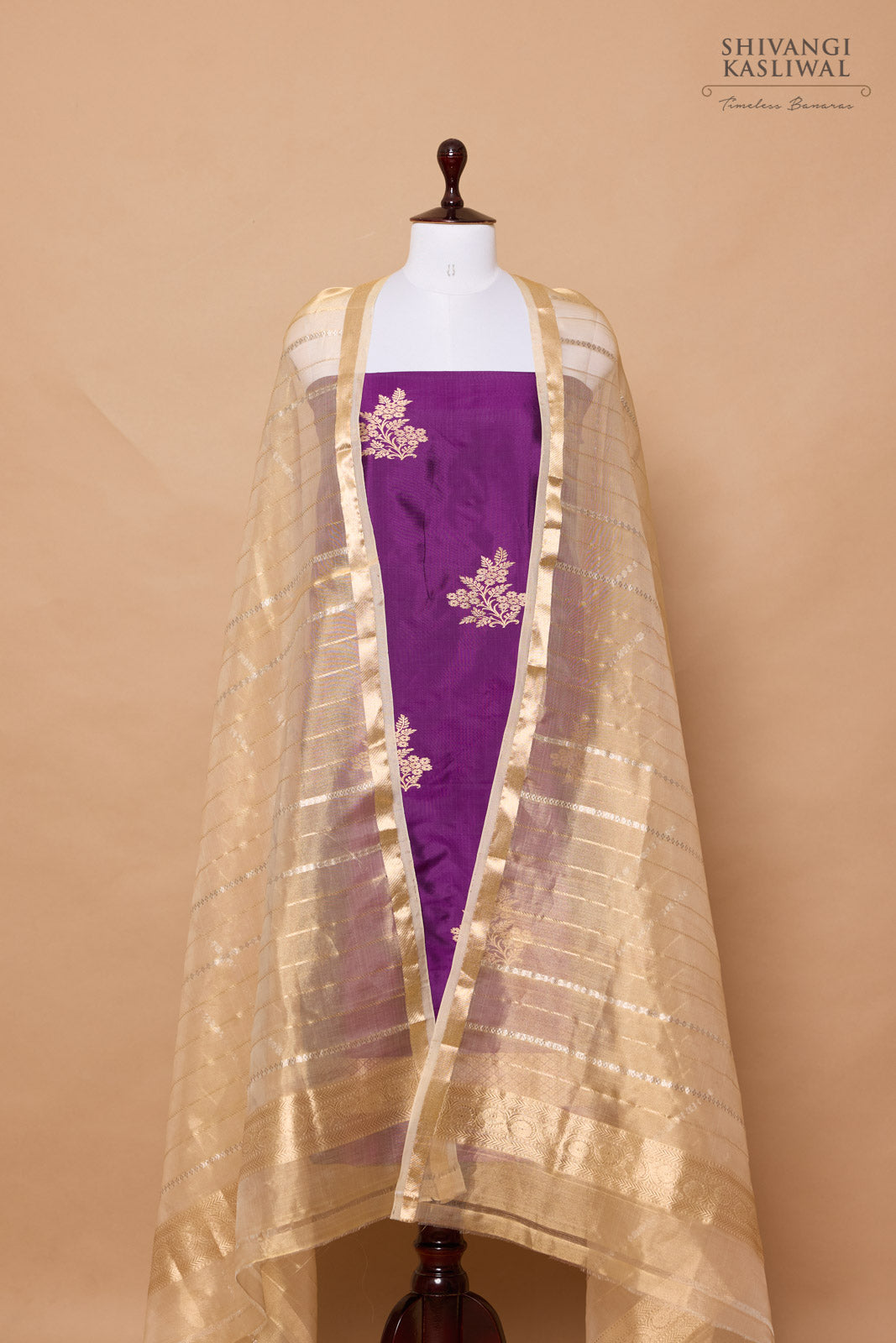 Magenta Pink Handwoven Banarasi Silk Suit Piece