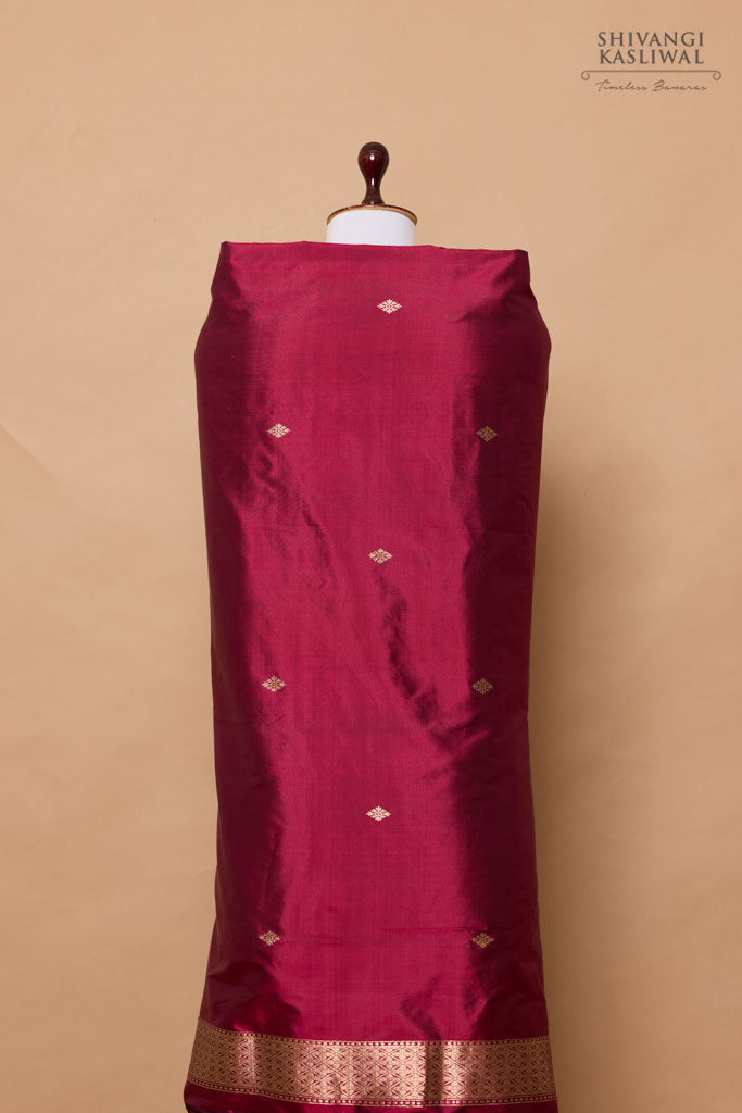 Wine Handwoven Banarasi Silk Suit Piece