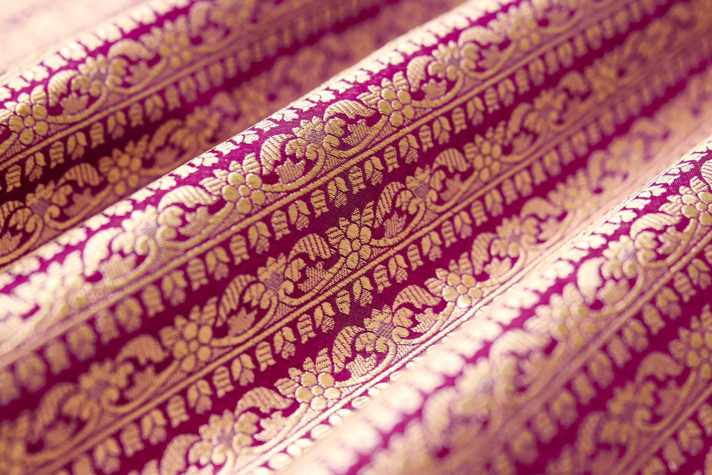 Magenta Pink Handwoven Banarasi Brocade Fabric