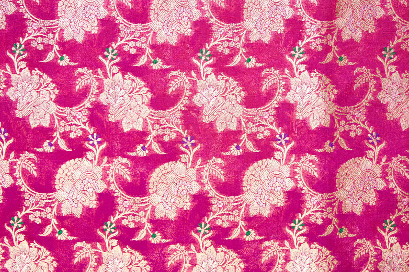 Fuchsia Pink Handwoven Banarasi Silk Fabric