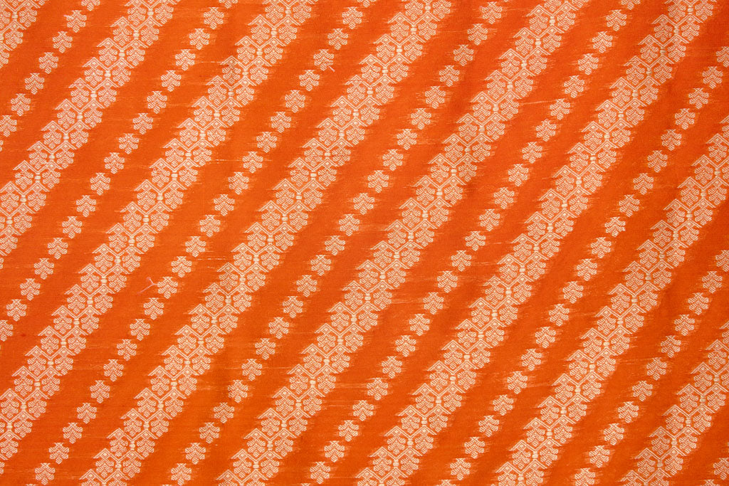 Orange Handwoven Banarasi Silk Fabric