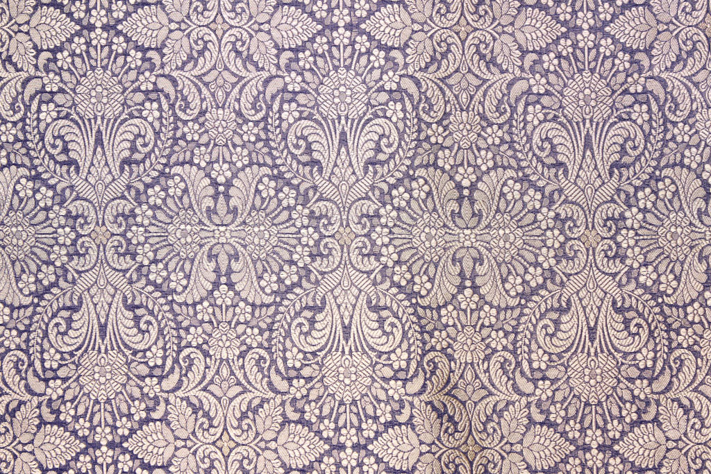 Navy Blue Handwoven Banarasi Brocade Fabric
