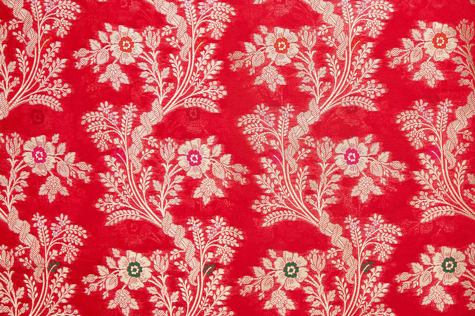 Red Handwoven Banarasi Silk Fabric