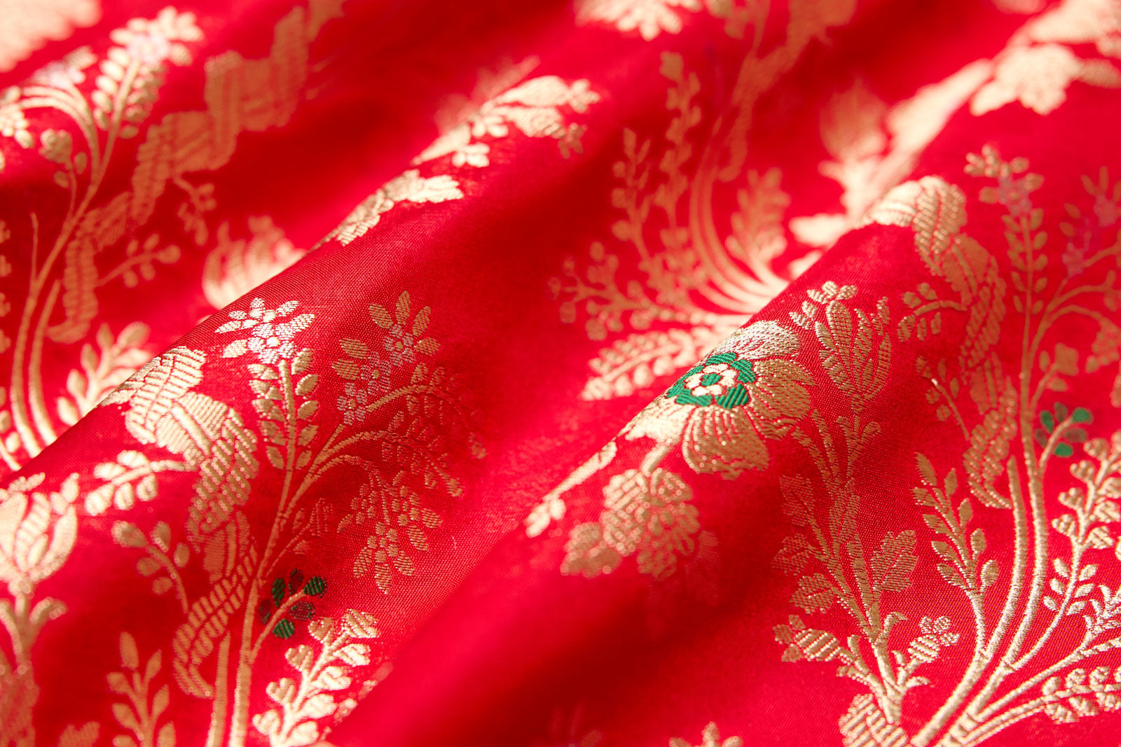 Red Handwoven Banarasi Silk Fabric