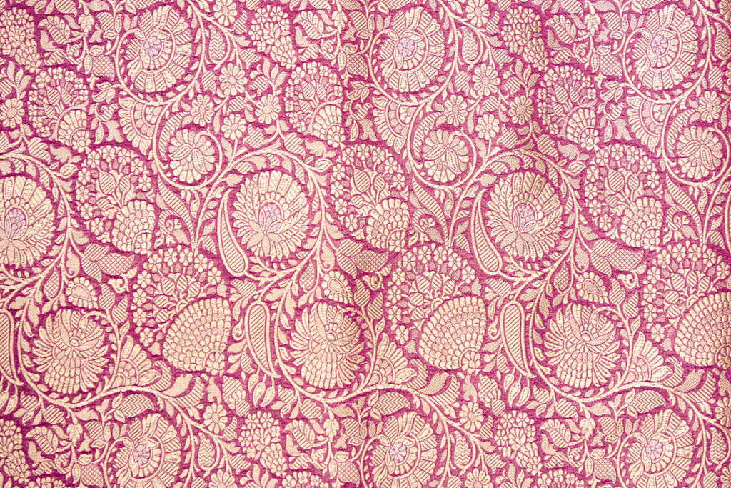 Magenta Pink Handwoven Banarasi Brocade Fabric
